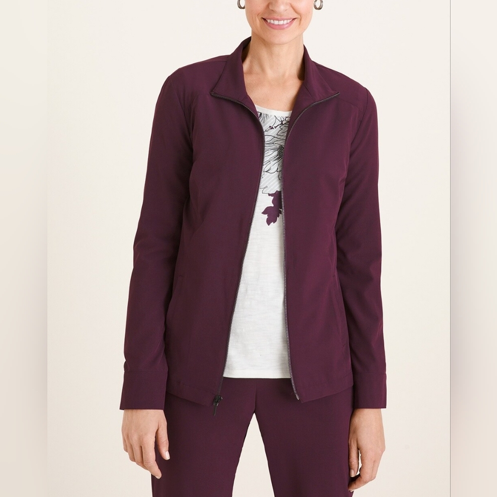 Chico's Zenergy Lightweight Snap Detail Jacket Sweet Shiraz